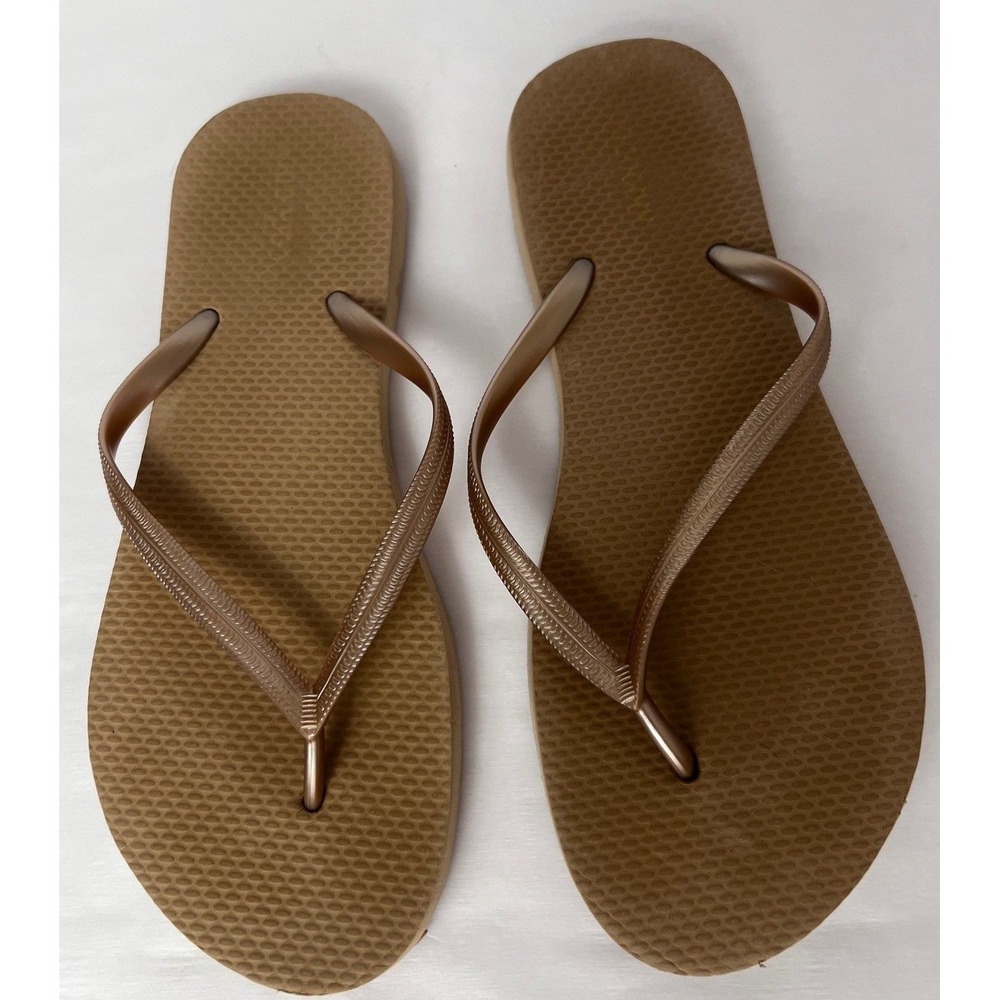 Women's Old Navy Beige Tan Slip On Flip Flops Sandals Sizes 8